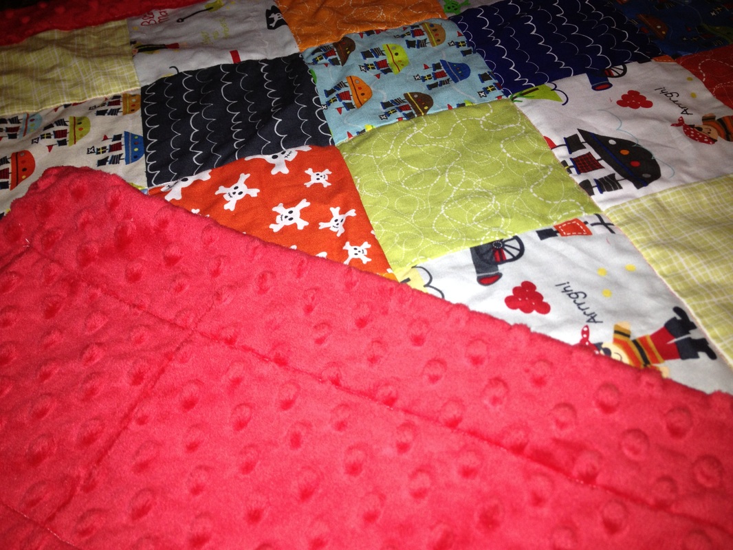 Self Binding Quilted Lovey With Mitered Corners and 5